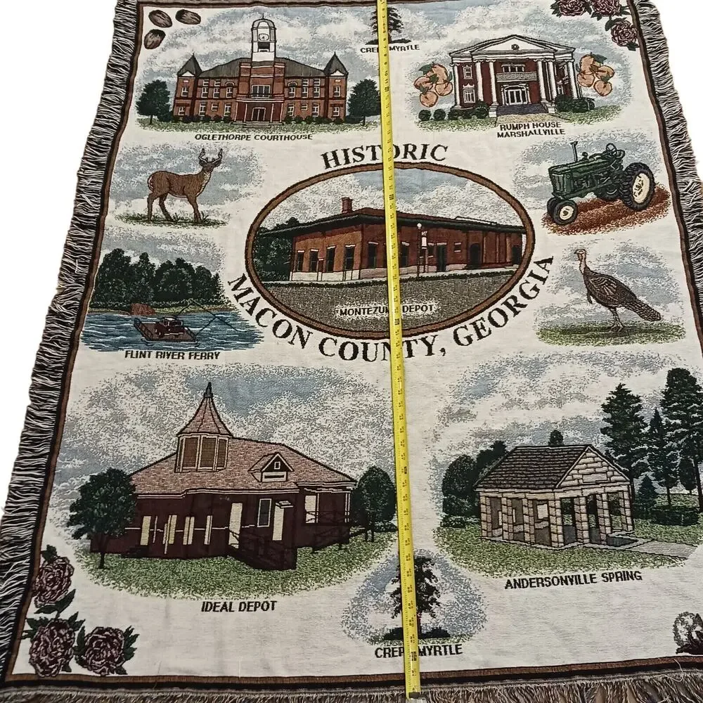Farmhouse Georgia Historical Throw Blanket 62x48 Cottagecore Deer Scenery Rustic